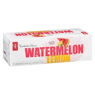 President's Choice Watermelon Lemon Sparkling Soda 12x355.0 ml, $0.19/100ml
