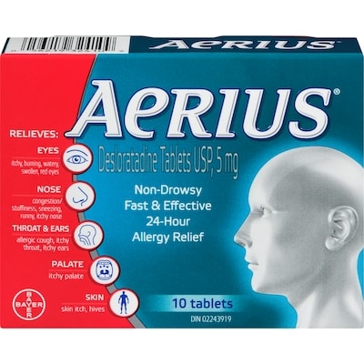 Aerius Allergy Medicine, Fast Relief, 24-Hour, Non-Drowsy 10 ea, $1.35/1ea