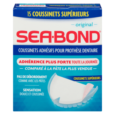 Sea-Bond Gaufrettes adhésives pour dentier du haut à saveur originale 15 ea, 0,57 $/1ch