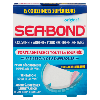 Sea-Bond Gaufrettes adhésives pour dentier du haut à saveur originale 15 ea, 0,57 $/1ch