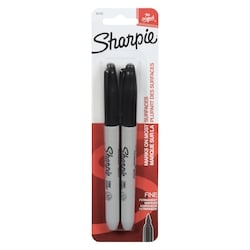 Fine Point Permanent Markers, Black, 2-Pack 