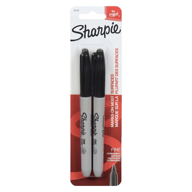 Fine Point Permanent Markers, Black, 2-Pack 