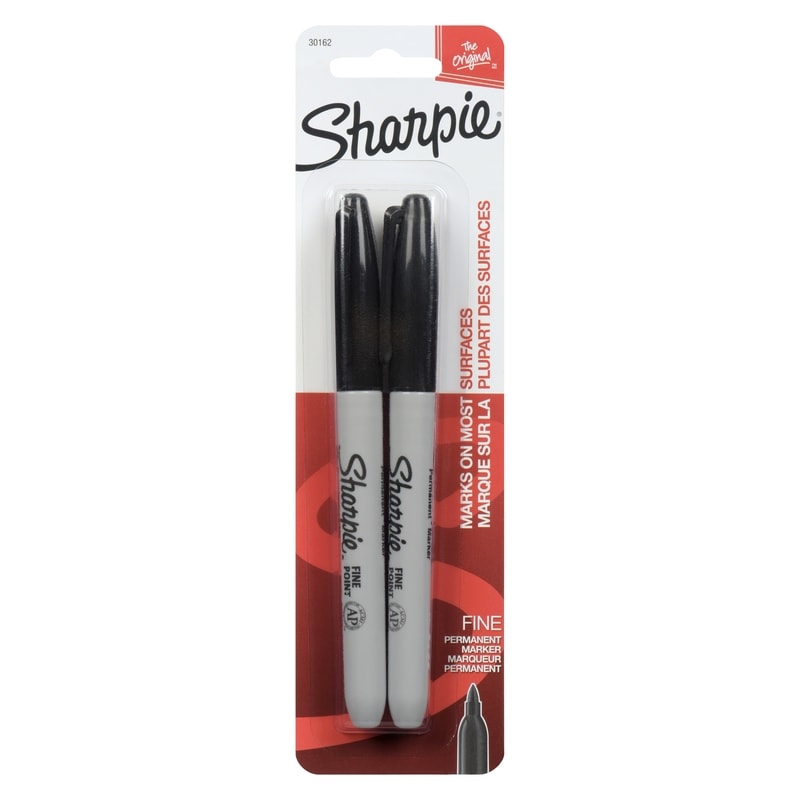 Fine Point Permanent Markers, Black, 2-Pack 