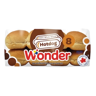100% Whole Wheat Hotdog Buns 8pk