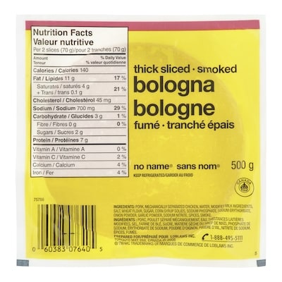 No Name Bologna, Thick 500 g, $12.58/1kg $1.26/100g