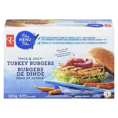 PC Menu Bleu Burgers de dinde épais et juteux Menu bleu 1.13 kg, 1,59 $/100g