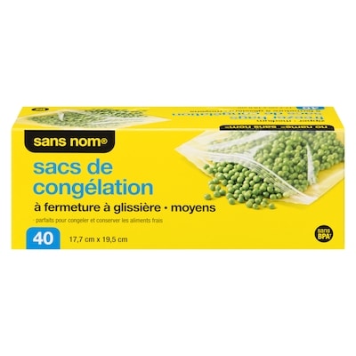 Sans Nom Sacs de congélation à fermeture à glissière, moyens 40 ea, 0,12 $/1ch