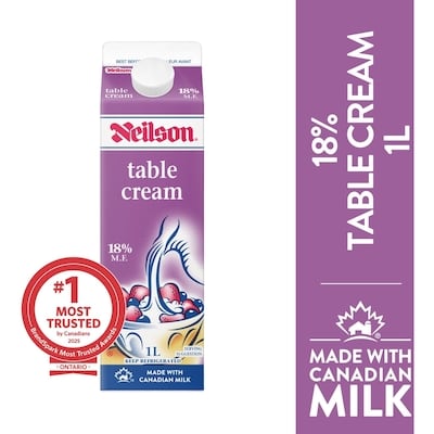Neilson 18% Table Cream 1 l, $0.70/100ml