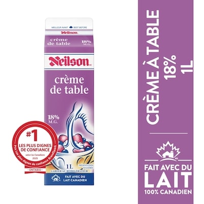 Neilson Crème de table 18% 1 l, 0,70 $/100ml