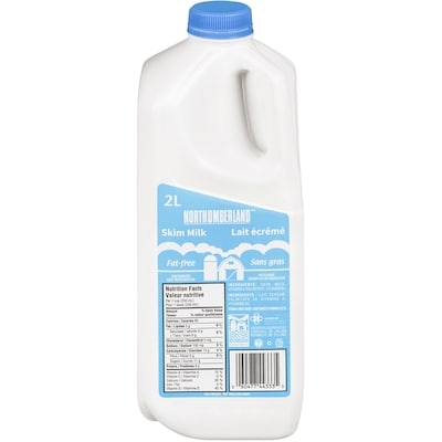 Northumberland Lait écrémé 0% 2 l, 0,26 $/100ml