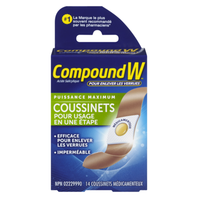 Compound W Enlever Les Verrues Acide Salicylique Coussinets Médicamenteux 14 ea, 1,14 $/1ch