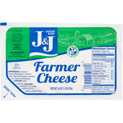 J and J J&J Farmer Cheese 454 g, $4.30/100g