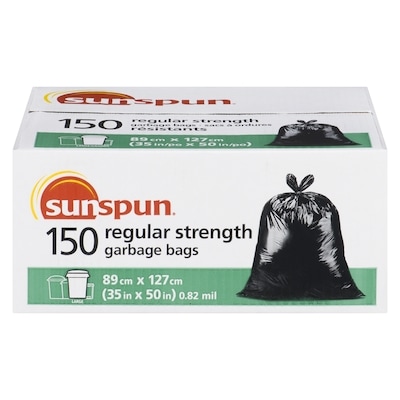 Sunspun Large Regular Strength Garbage Bags  150 ea, $0.29/1ea