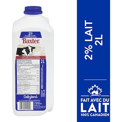 Baxter Lait partiellement écrémé 2% 2 l, 0,26 $/100ml