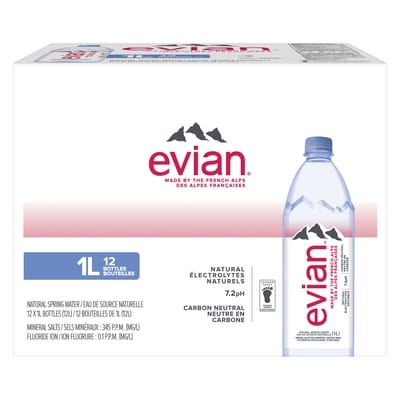 Evian Natural Spring Water  12x1.0 l, $0.26/100ml