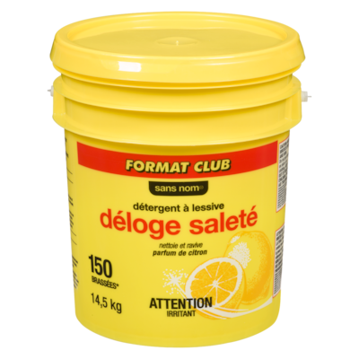 Sans Nom Détergent à lessive en poudre déloge saleté, parfum de citron, Format Club 14.5 kg, 0,20 $/100g
