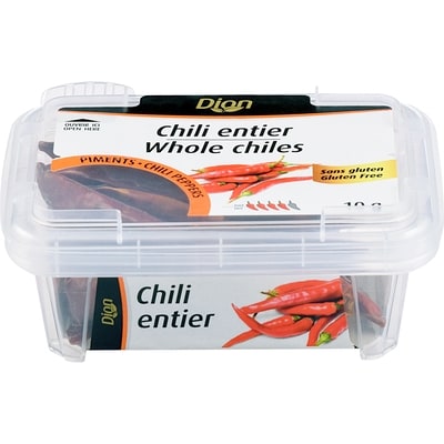 Dion Chili entier 10 g, 23,90 $/100g