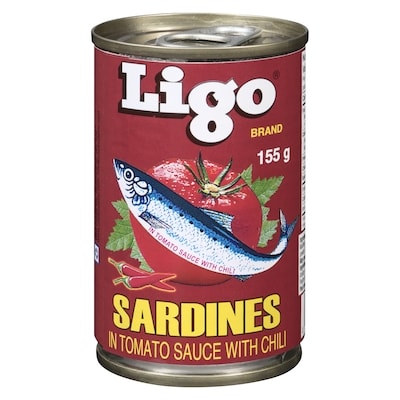 Ligo Sardines in Tomato Sauce, Hot 155 g, $0.90/100g
