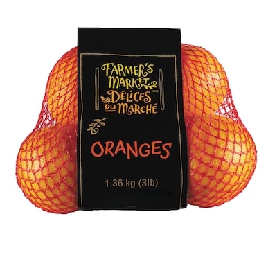 Farmer's Market Oranges, 3 lb Bag 1.36 kg, $0.37/100g