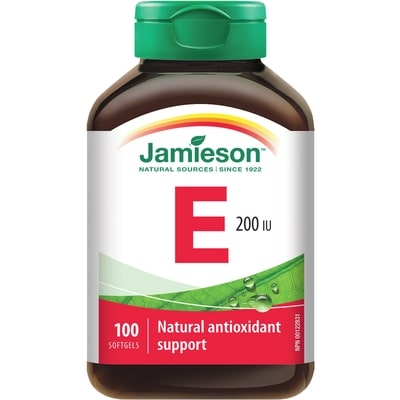 Jamieson Vitamin E 200 UI/134 mg AT 100 ea, $0.18/1ea