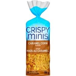 Quaker Crispy Minis Large Brown Rice Cakes, Carmel Corn 186 g, $2.41/100g