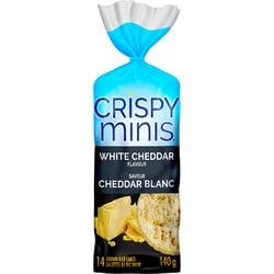 Quaker Crispy Minis White Cheddar Flavour Large Brown Rice Cakes 140 g, $3.21/100g