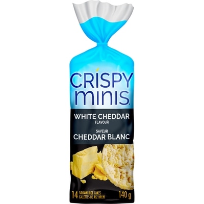 Quaker Crispy Minis White Cheddar Flavour Large Brown Rice Cakes 140 g, $3.21/100g