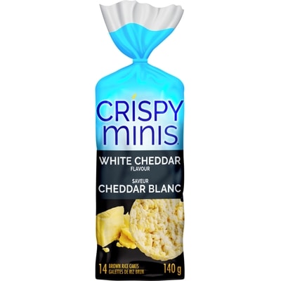 Quaker Crispy Minis White Cheddar Flavour Large Brown Rice Cakes 140 g, $2.71/100g