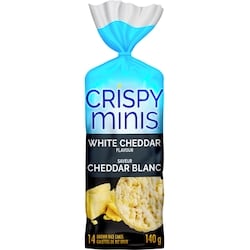 Quaker Crispy Minis Galettes de riz brun Saveur Cheddar Blanc 140 g, 1,79 $/100g