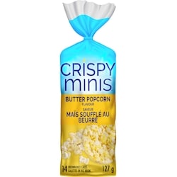 Quaker Crispy Minis Butter Popcorn Flavour Large Brown Rice Cakes 127 g, $3.14/100g