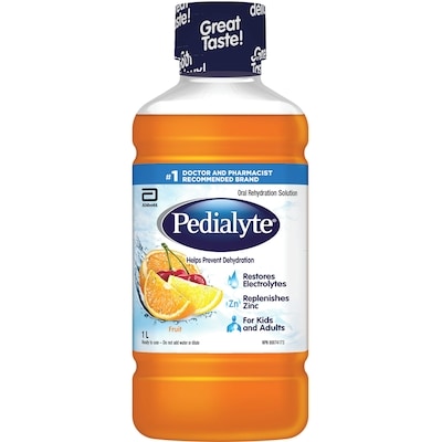 Pedialyte Solution de réhydratation orale à base d'électrolytes, fruits 1 l, 1,30 $/100ml