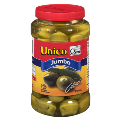 Unico Olives géantes 750 ml, 0,87 $/100ml