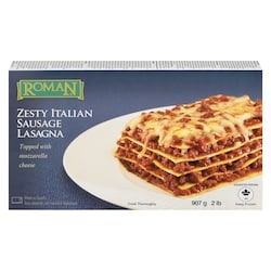 Roman Zesty Italian Sausage Lasagna Topped With Mozzarella Cheese