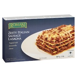 Roman Zesty Italian Sausage Lasagna Topped With Mozzarella Cheese