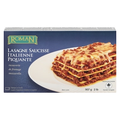 Roman Lasagne saucisse italienne piquante recouverte de fromage mozzarella 1.02 kg, 1,08 $/100g