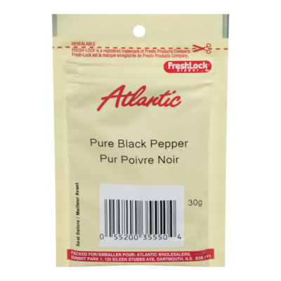 null Poivre noir, Atlantic 30 g, 6,63 $/100g