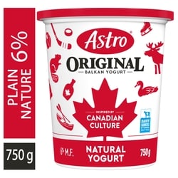 Astro Original Balkan Style Plain Yogurt 6% 750 g, $0.53/100g