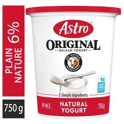 Astro Original Balkan Style Plain Yogurt 6% 750 g, $0.71/100g
