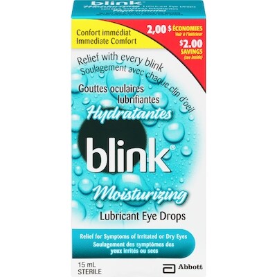 Blink Gouttes ophtalmiques lubrifiantes hydratantes 15 ml, 83,27 $/100ml