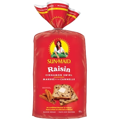 Sunmaid Cinnamon Swirl Raisin Bread 450 g, $1.11/100g