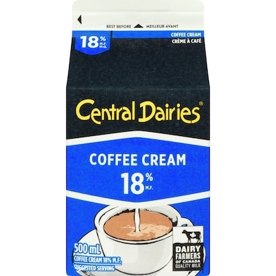 Central Dairies 18% Coffee Cream 500 ml, $0.71/100ml