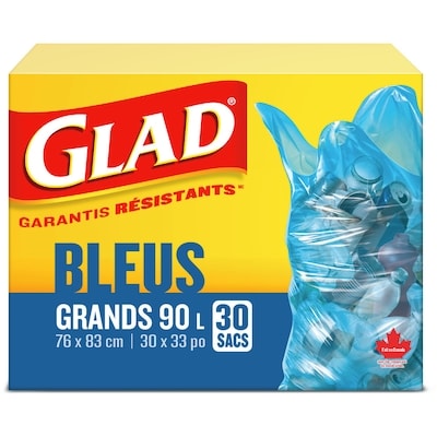 Glad Grands Sacs Bleus Pour La Récupération 30 ea, 0,37 $/1ch
