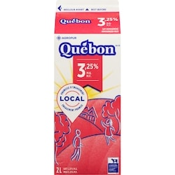 QUÉBON Lait homogénéisé 2 l, 0,24 $/100ml