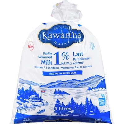 Kawartha 1% Milk 4 l, $0.17/100ml