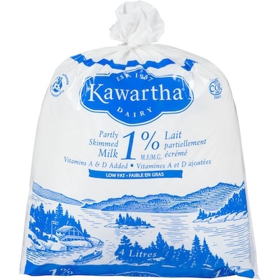 Kawartha Lait 1 % 4 l, 0,17 $/100ml