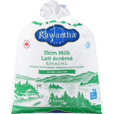 Kawartha Skim  Milk 4 l, $0.17/100ml