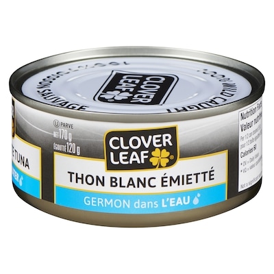 Clover Leaf Thon blanc émietté dans l’eau 170 g, 2,52 $/100g