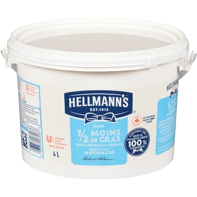 Hellmann’s Mayonnaise moitié moins de gras 4 l, 0,71 $/100ml