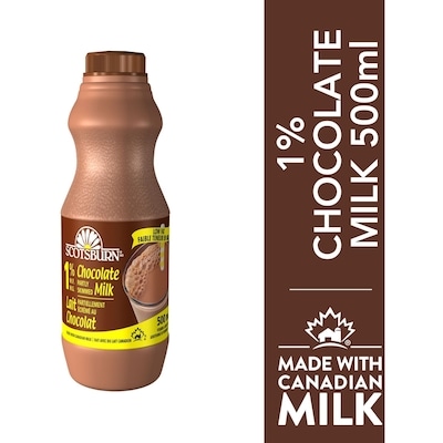 Scotsburn 1% Chocolate Partly Skimmed Milk 500 ml, $0.47/100ml