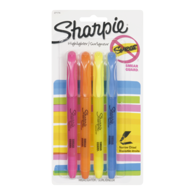 Sharpie Pocket Highlighters 4x1.0 ea, $0.88/1ea